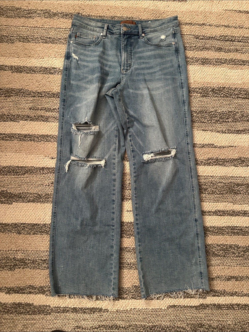 Judy Blue 1331 Distressed Wide Leg Jeans in Gray Waist 31
